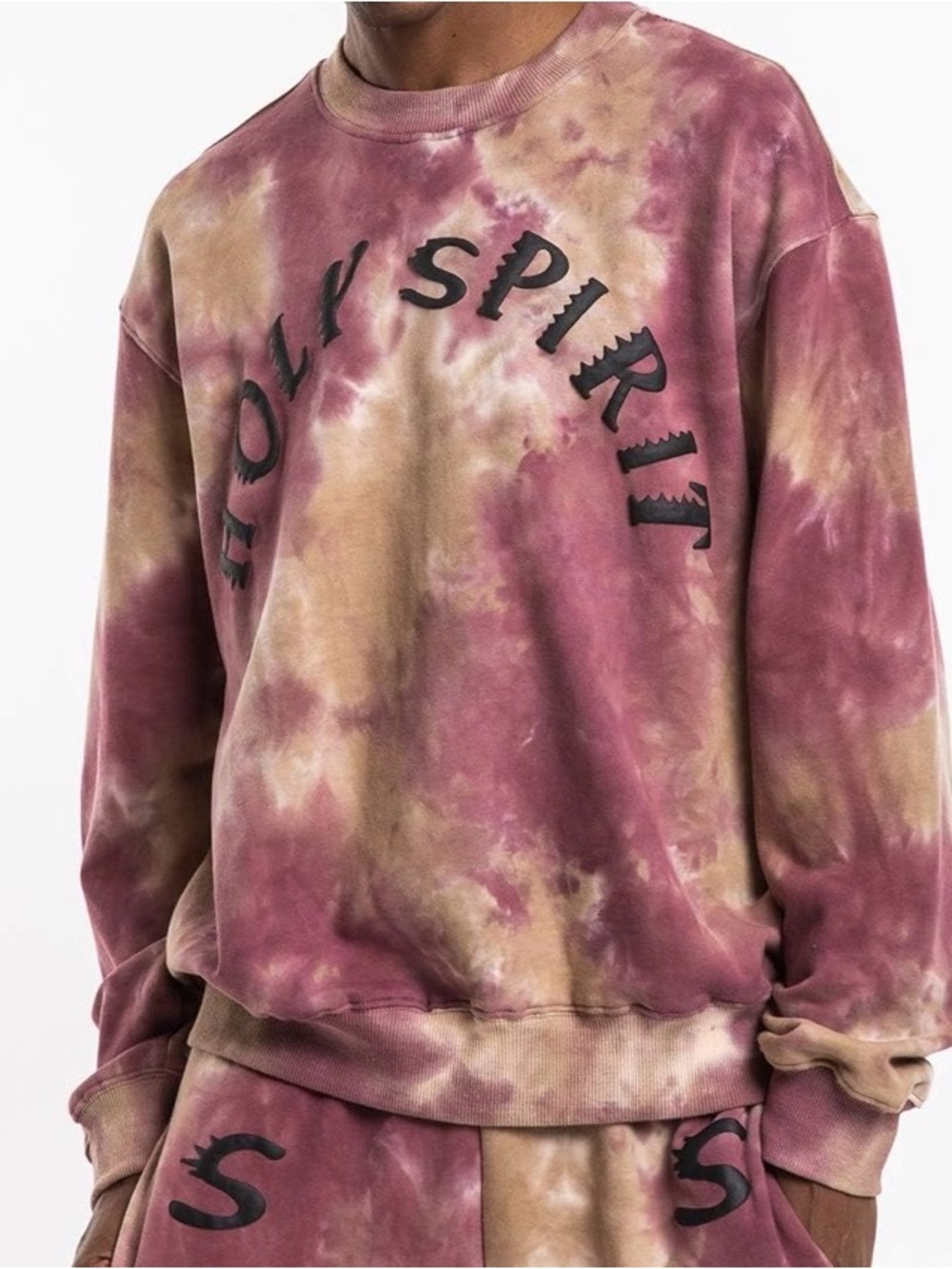 Yeezy Mauve and Tan Tie-Dye Crewneck Sweater